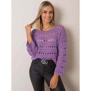 RUE PARIS Purple openwork sweater vyobraziť