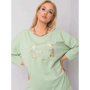 Light green cotton blouse with an application vyobraziť