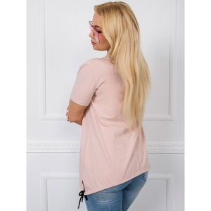 Dusty pink blouse with an application and drawstrings vyobraziť
