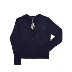 A navy blue cotton girls´ sweatshirt with a wrapped back vyobraziť