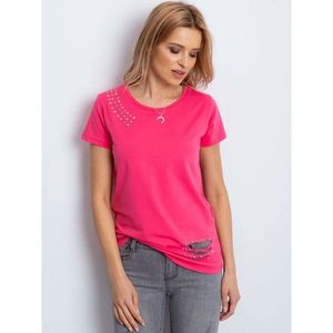Coral t-shirt with studs and slits vyobraziť