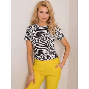 RUE PARIS Black and white zebra print blouse vyobraziť