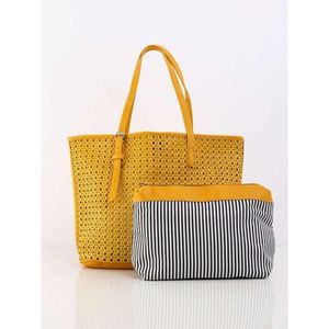 Mustard openwork bag with a cosmetic bag vyobraziť