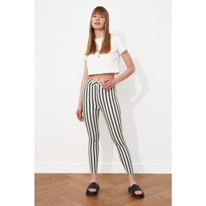 Trendyol Black Striped High Waist Skinny Jeans vyobraziť