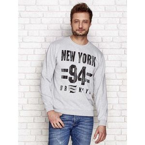 Warm men´s sweatshirt with a print NEW YORK 94 gray vyobraziť