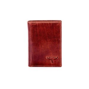 Natural brown leather wallet with an embossed logo vyobraziť