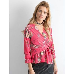 Pink floral blouse with binding vyobraziť