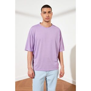 Trendyol Purple Basic Male Oversize Bike Collar Short Sleeve T-Shirt vyobraziť