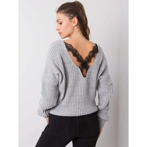OCH BELLA Gray sweater with a back neckline vyobraziť