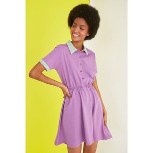 Trendyol Lilac Button Detailed Polo Neck Knitted Dress vyobraziť