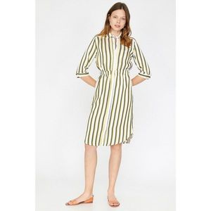 Koton Women's Green Classic Collar Striped Dress vyobraziť
