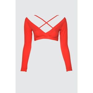 Trendyol Red Long Sleeve Bikini Top vyobraziť