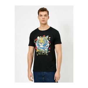 Koton Men's Black Printed T-shirt vyobraziť