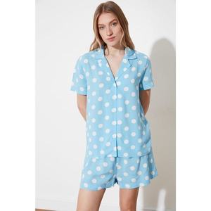 Trendyol Blue Polka d'Or Woven Pyjama Set vyobraziť