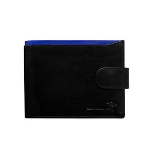 Men´s black leather wallet with a clasp and a blue insert vyobraziť