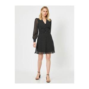 Koton Women's Black Polka suit Patterned Chiffon Dress vyobraziť