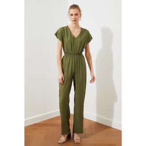 Trendyol Khaki V Collar Jumpsuit vyobraziť