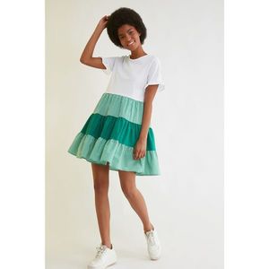 Trendyol Green Color Block Dress vyobraziť