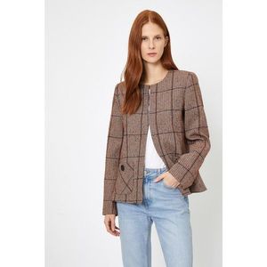 Koton Women's Burgundy Striped Pocket Detail jacket vyobraziť