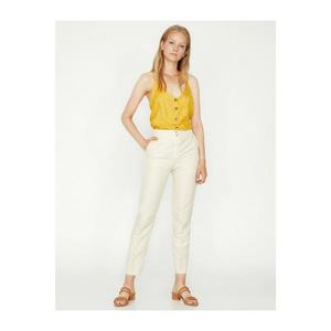 Koton Women Yellow Striped Detailed Trousers vyobraziť