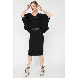 Koton Women's Black Normal Waist Midi Lace Detailed Skirt vyobraziť
