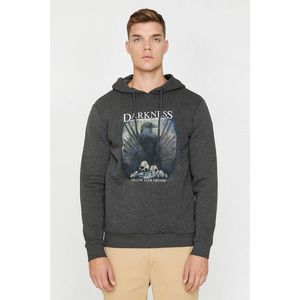 Koton Men's Grey Printed Hooded Sweatshirt vyobraziť