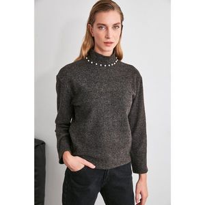 Trendyol Anthracite Upright Collar Knitted Sweatshirt vyobraziť