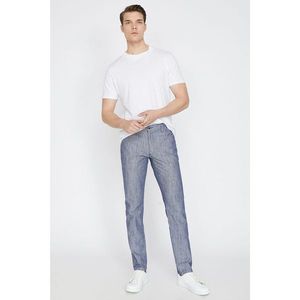 Koton Men's Blue Normal Waist Pocket Detailed Slim Fit Trousers vyobraziť