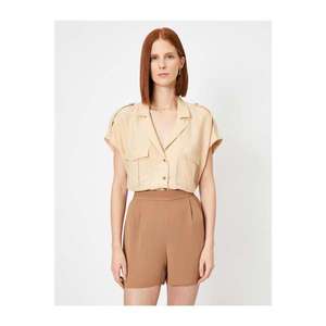 Koton Women's Brown Pocket Detailed Shirt vyobraziť