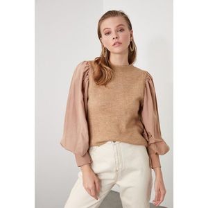 Trendyol Camel Arm Woven Knitwear Sweater vyobraziť
