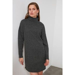 Trendyol Anthracite Throat Knitted Dress vyobraziť