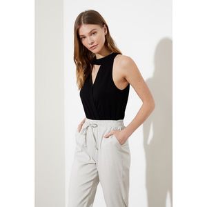 Trendyol Black Collar Detailed Snap Knitted Body vyobraziť