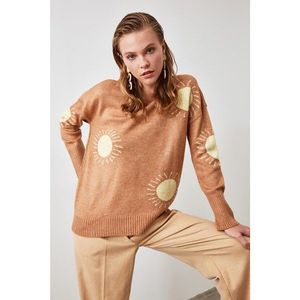 Trendyol Mustard Jacquard Knitwear Sweater vyobraziť