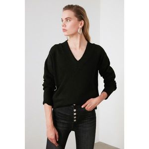 Trendyol Black V Collar Knit Sweater vyobraziť