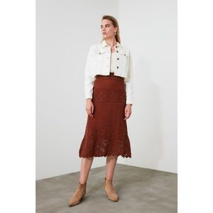 Trendyol Brown Mesh Detailed Knitwear Skirt vyobraziť