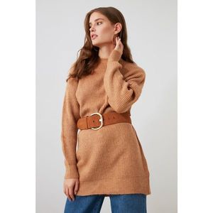 Trendyol Camel Bike Collar Oversize Knitwear Sweater vyobraziť