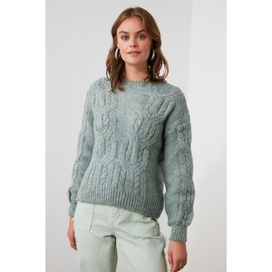Trendyol Mint Braided Knitwear Sweater vyobraziť
