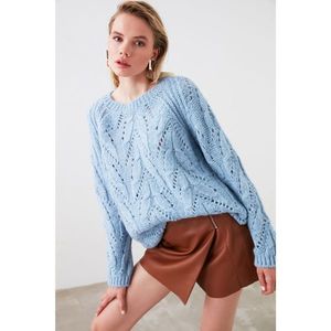 Trendyol Blue Mesh Detailed Sweater vyobraziť