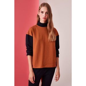 Trendyol Basic Upright Collar Knitted Sweatshirt WITH Navy Block vyobraziť