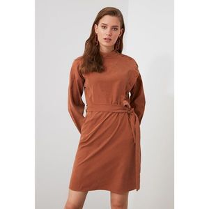 Trendyol Brown Belt Button Detailing Dress vyobraziť