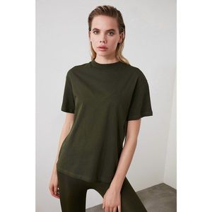 Trendyol Khaki Steep Collar Basic Knitted T-Shirt vyobraziť