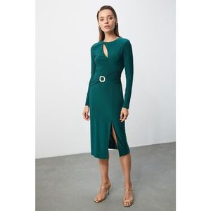 Trendyol Emerald Green Accessory Detailed Dress vyobraziť