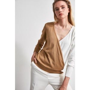 Trendyol Camel Color Block CruiseR Knit Sweater vyobraziť