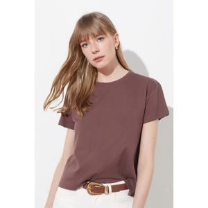 Trendyol Brown Sides Snap Knitted T-Shirt vyobraziť