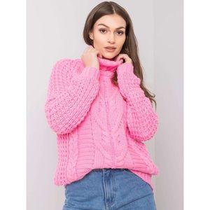 Pink turtleneck sweater with braids vyobraziť
