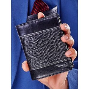 Black leather wallet with an embossed insert vyobraziť