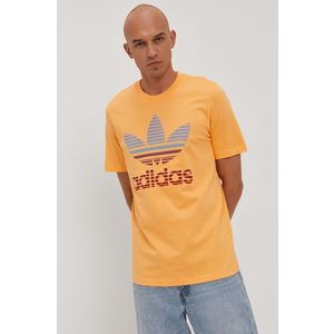 Tričko adidas Originals GN3651 pánske, oranžová farba, s potlačou vyobraziť