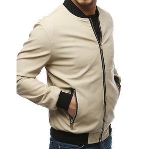 Men's ecru leather jacket TX3179 vyobraziť