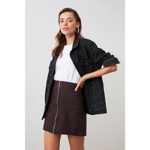 Trendyol Burgundy Zipper Detailed Skirt vyobraziť