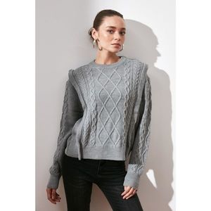 Trendyol Grey Bicycle Collar KnitWear Sweater vyobraziť